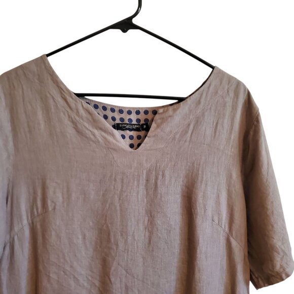 Lungo L'arno | Linen Lagenlook Popover Tunic Dress Hi Low Hem with Pockets - Picture 3 of 15